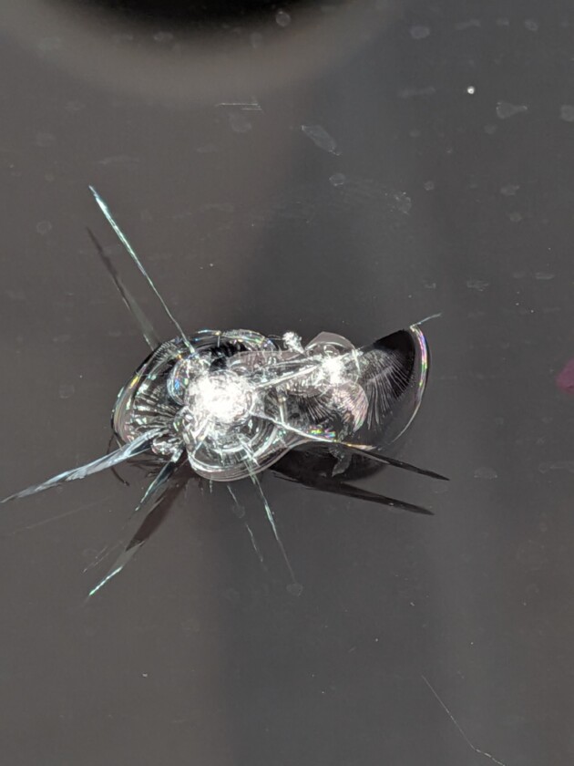 フォレスター2.2cm衝撃点2つのひび割れ
